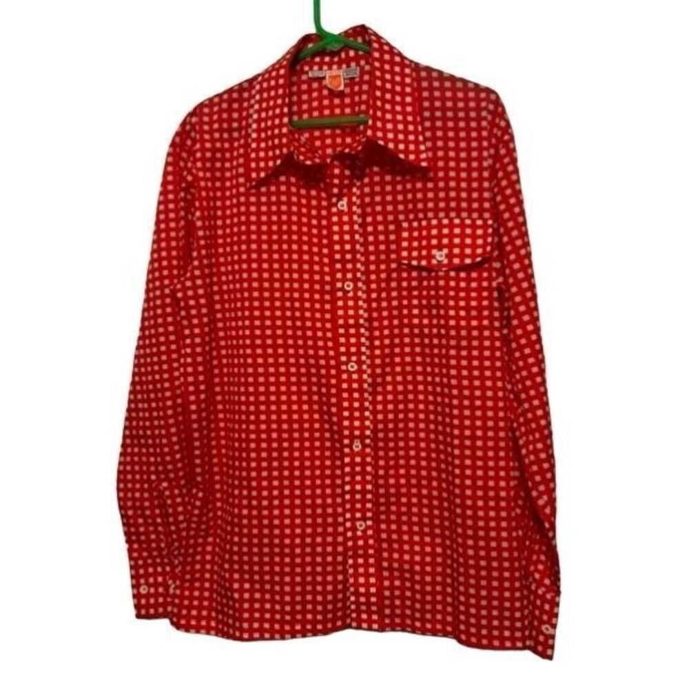SKYR By Scandia Vintage Men’s Size L Red Checked Nylon Button Shirt *Read*